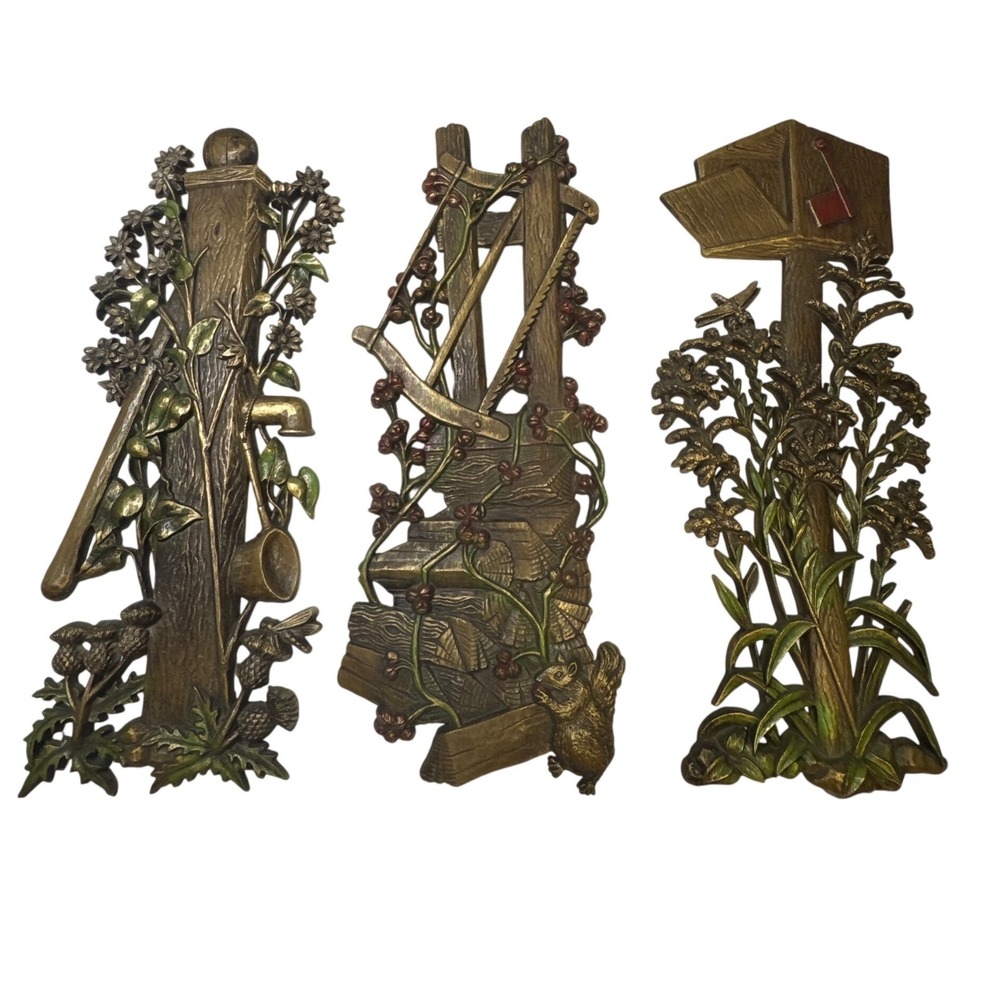 Vintage Burwood Products Co Wall Decor Set of 3 Rustic Farmhouse Scenes 17"